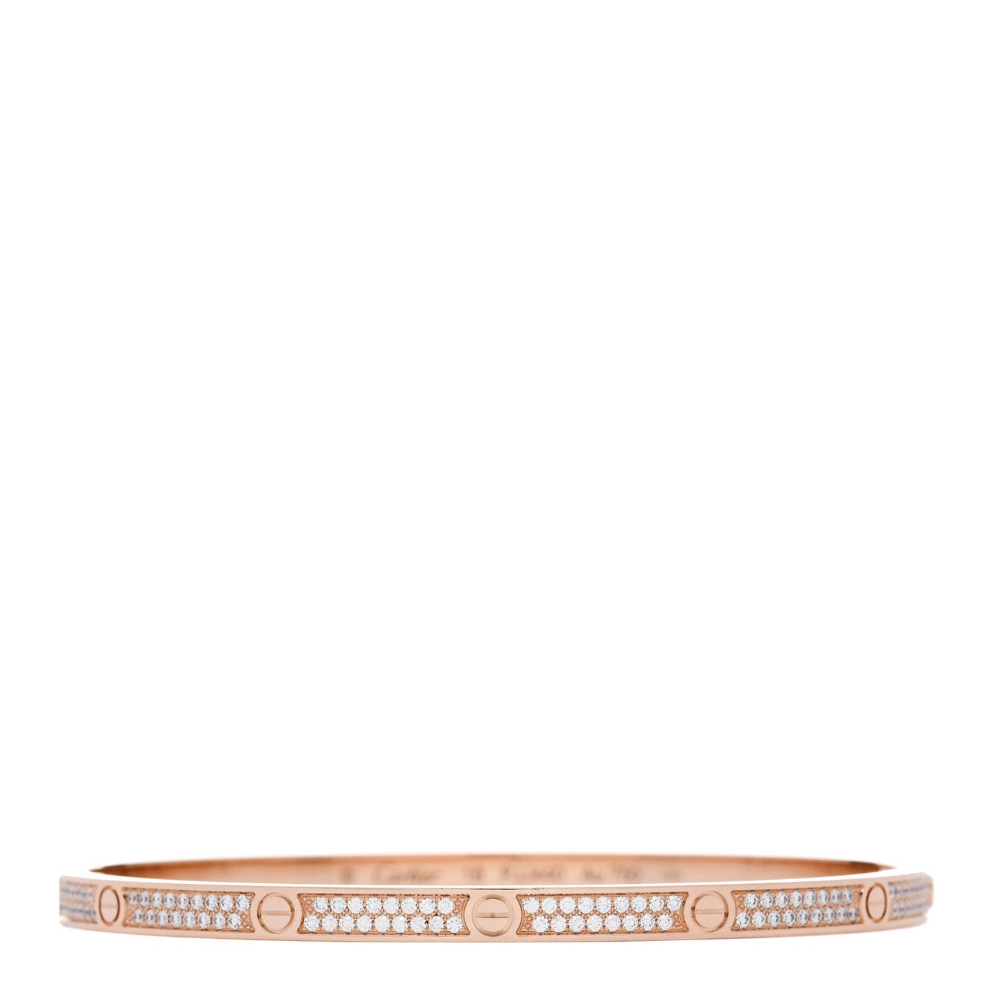 18K Pink Gold Diamond Small LOVE Paved Bracelet 18