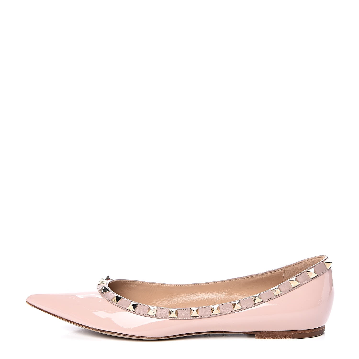 Valentino Garavani Patent Nappa Rockstud Ballerina Flats 40.5 Water Rose Poudre 1 of 17