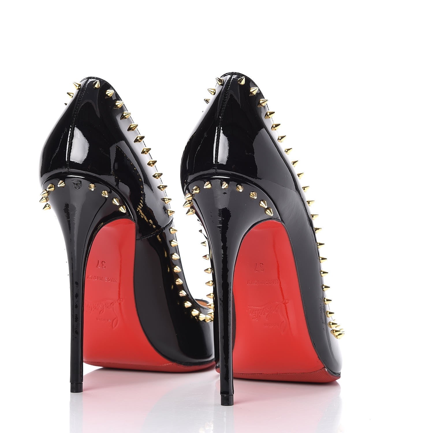 Christian Louboutin Patent Anjalina 120 Studded Pumps 37 Black 4 of 8