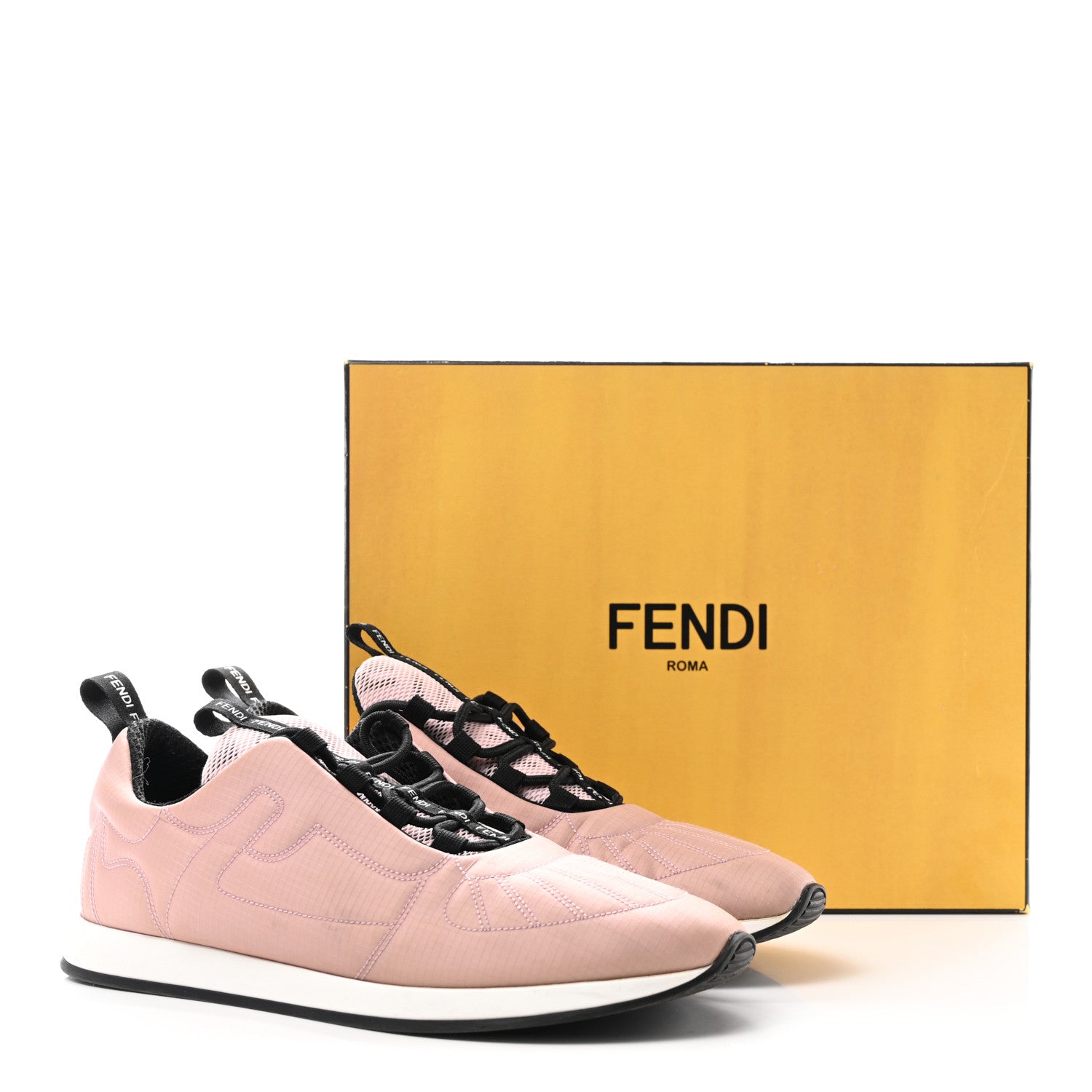 Fendi Nylon Womens FFreedom Sneakers 39.5 White Rosa 10 of 10