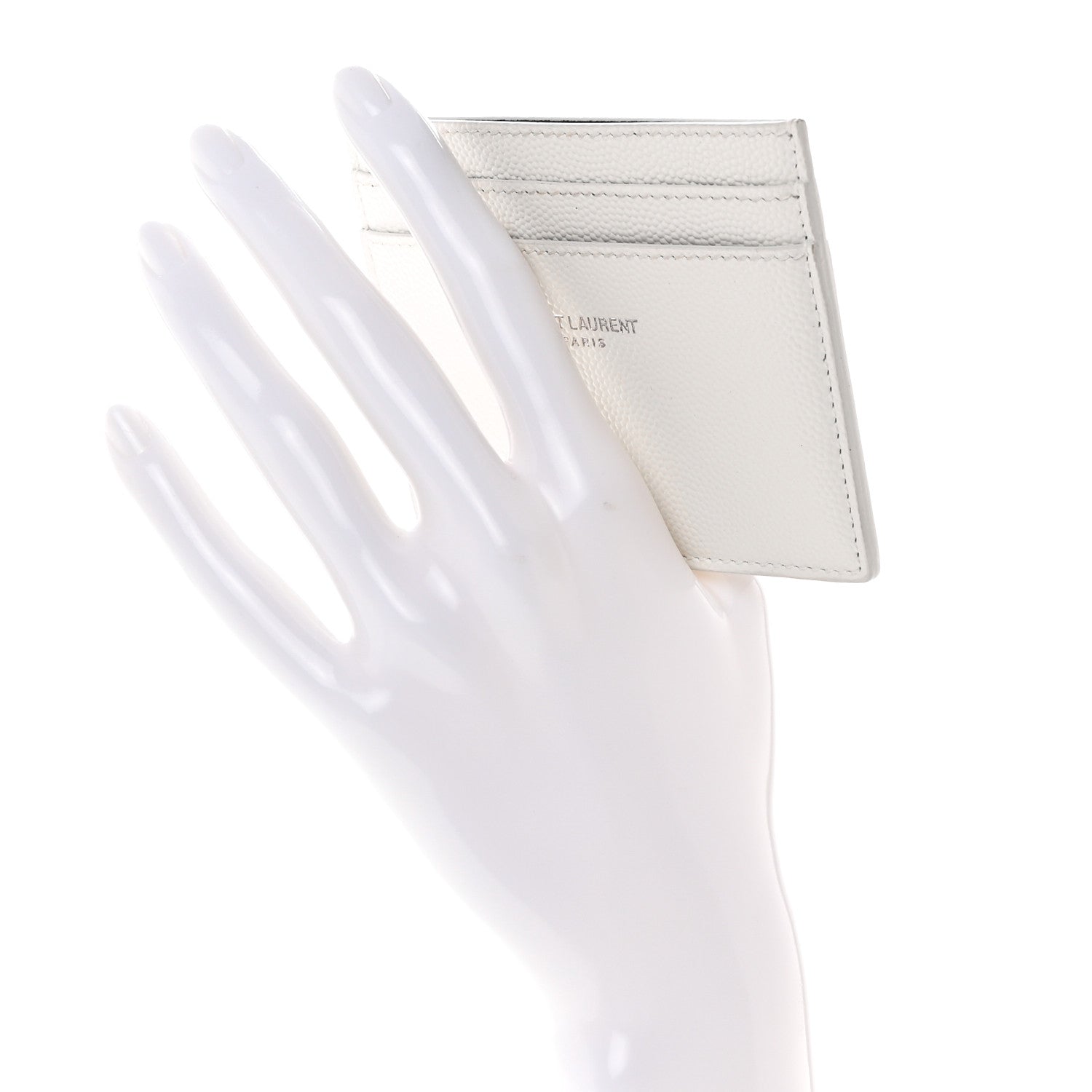 Saint Laurent Grain De Poudre Credit Card Case Icy White 2 of 11