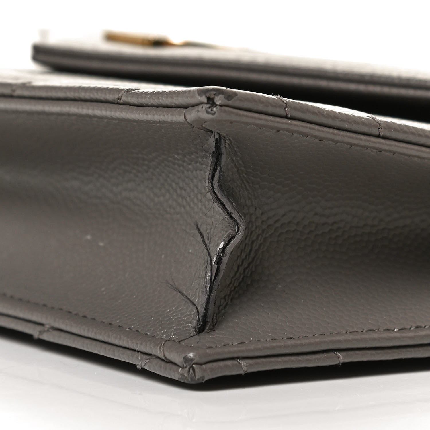 Saint Laurent Grain De Poudre Matelasse Chevron Monogram Envelope Chain Wallet Earth 11 of 15