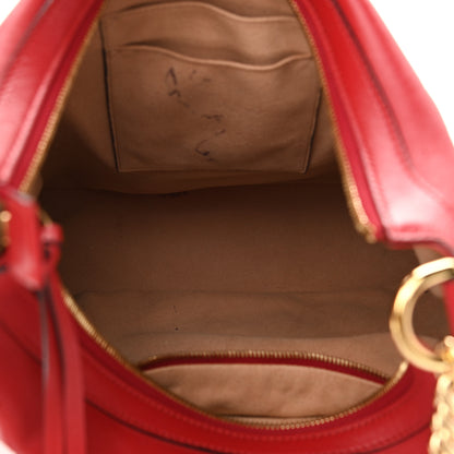Gucci Apollo Calfskin GG Dadini Embroidered Chain Hobo Hibiscus Red 5 of 14