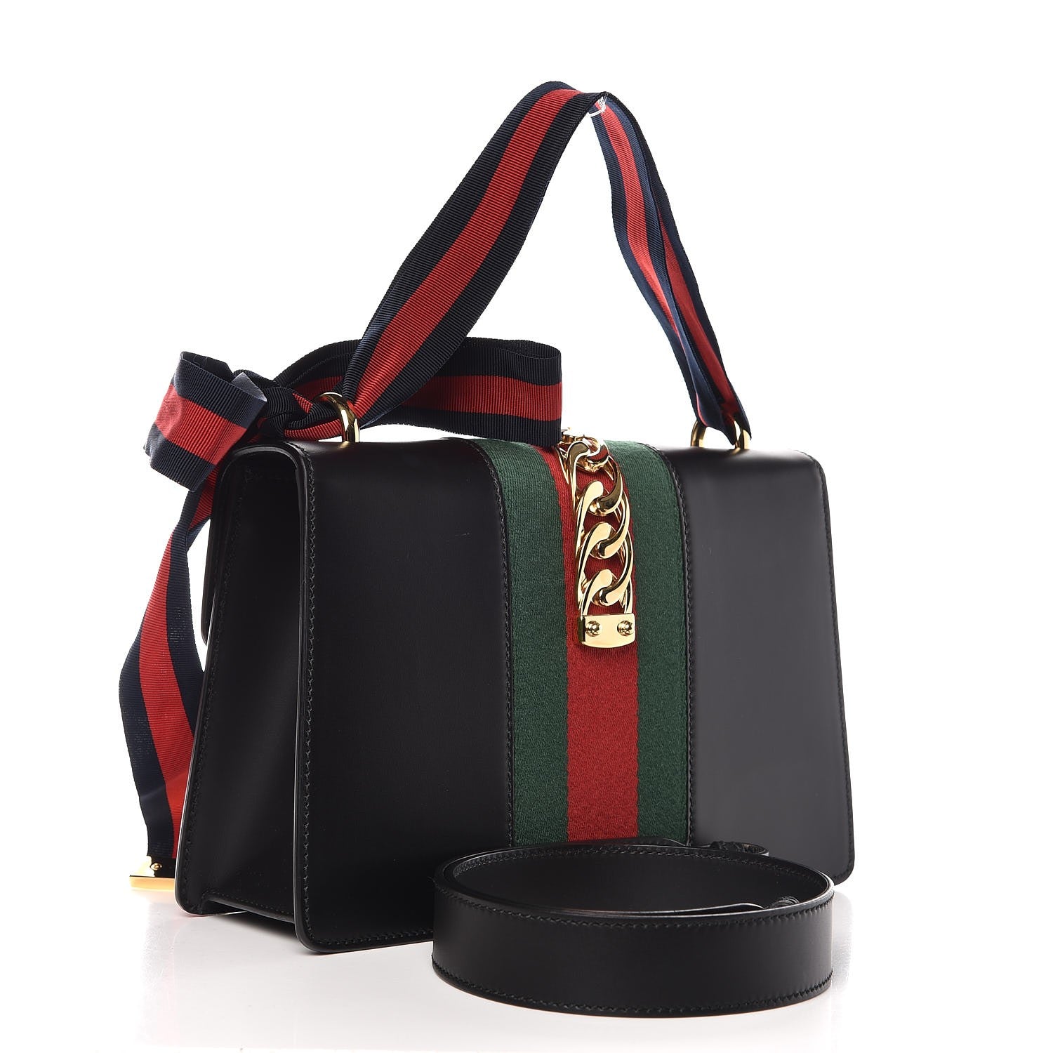 Gucci Calfskin Small Sylvie Shoulder Bag Black 3 of 7