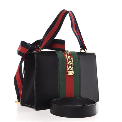Gucci Calfskin Small Sylvie Shoulder Bag Black 3 of 7