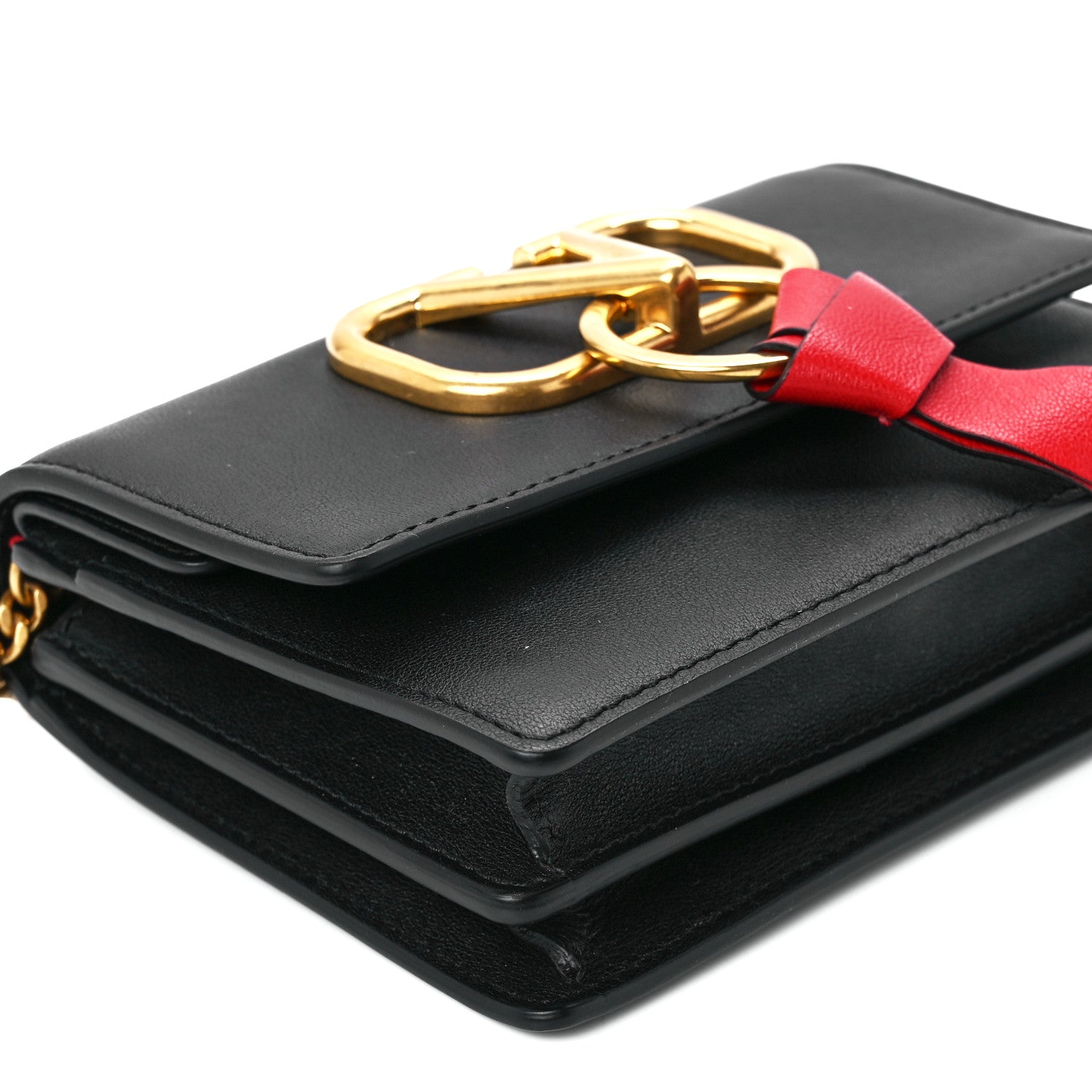 Valentino Garavani Smooth Calfskin Mini VRing Crossbody Bag Black 9 of 10