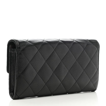 Chanel Caviar Quilted Large Gusset Flap Wallet Black 3 of 14
