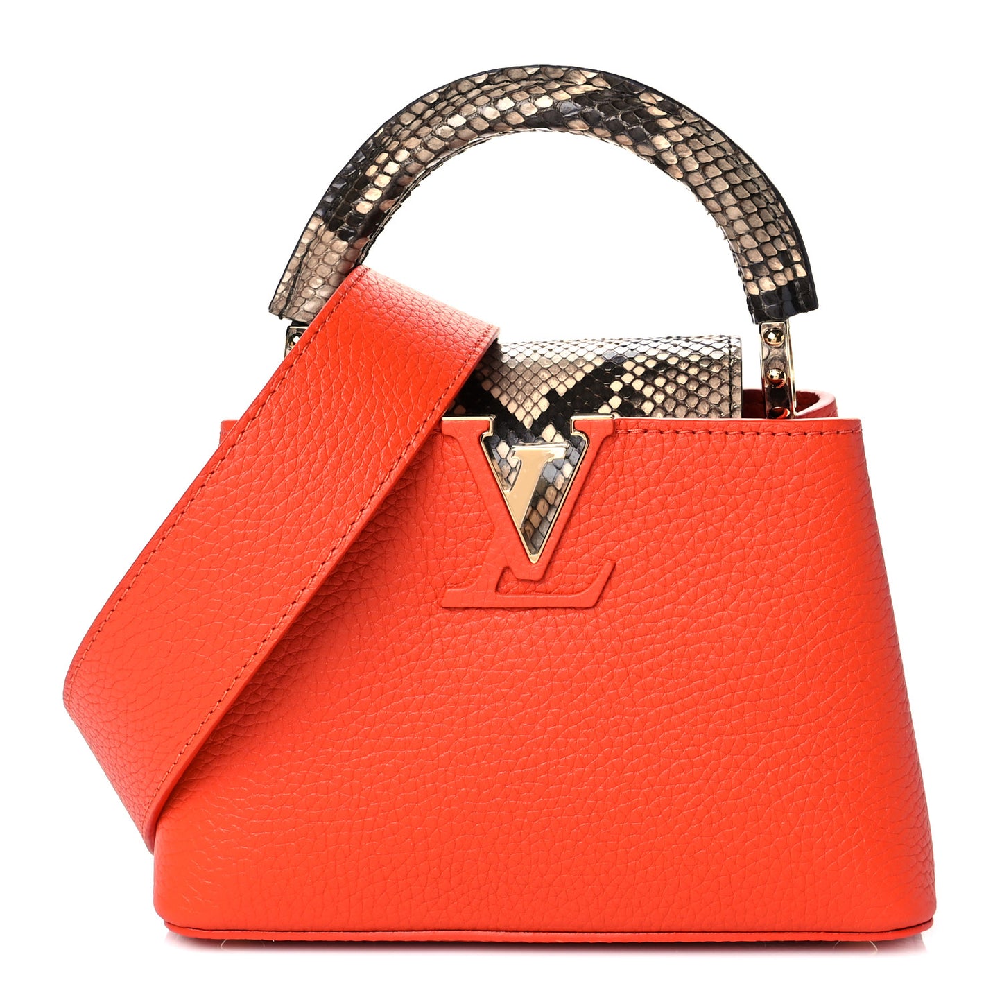 Taurillon Python Mini Capucines Cornaline