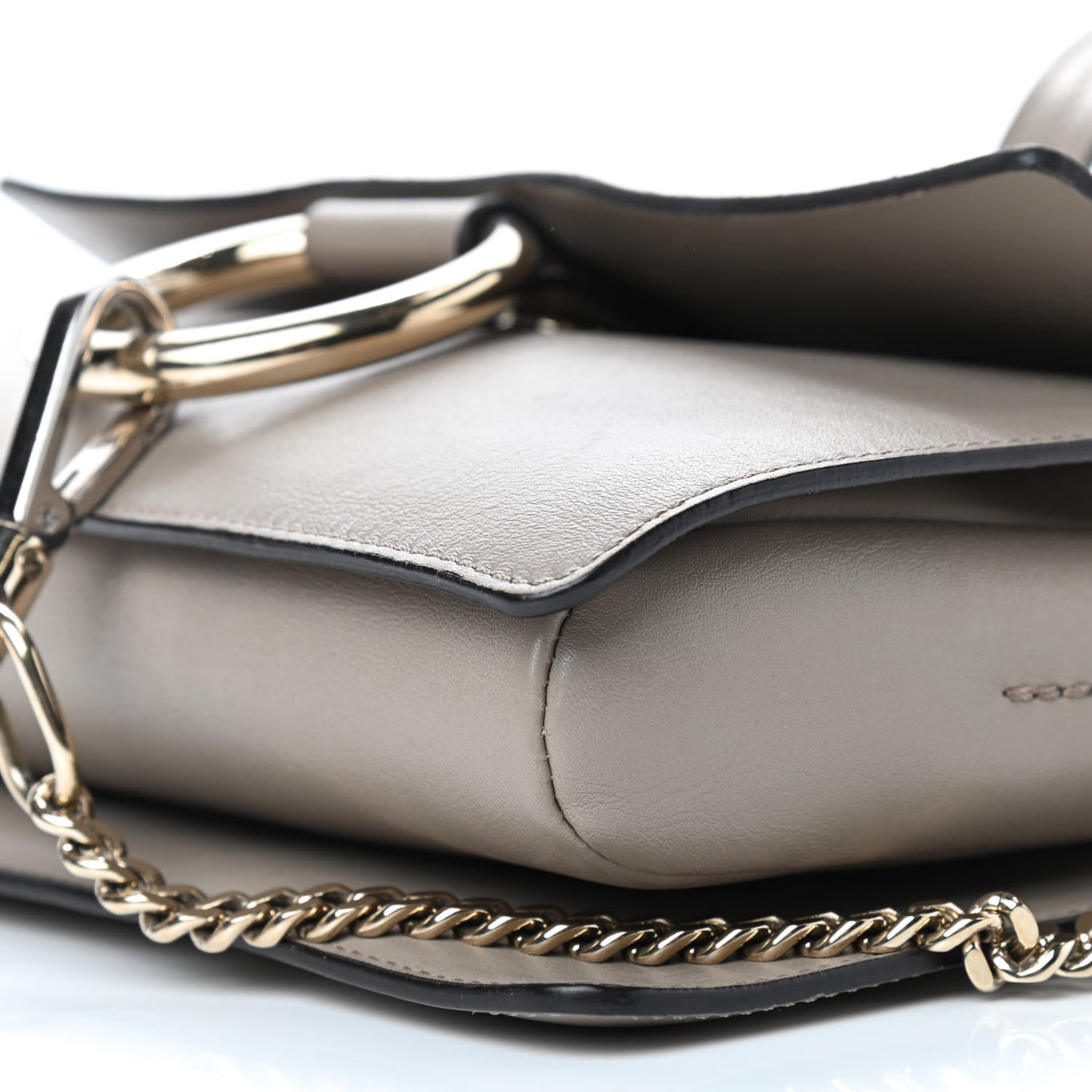 Suede Calfskin Small Faye Shoulder Bag Motty Grey