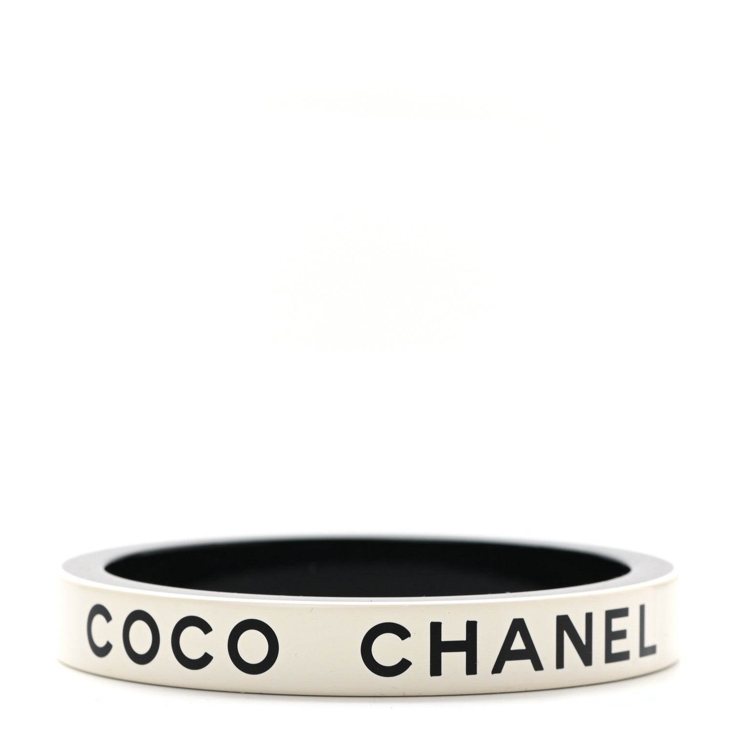 Chanel Resin Logo Bangle Bracelet White Black 1 of 4
