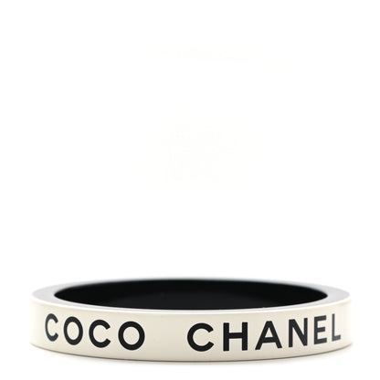 Chanel Resin Logo Bangle Bracelet White Black 1 of 4