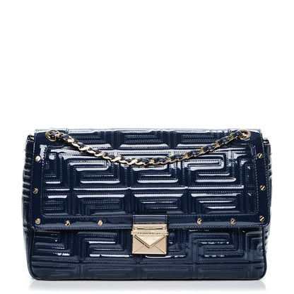 Versace Patent Borsa Couture Shoulder Bag Navy 1 of 6