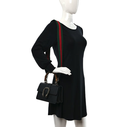 Gucci Dollar Calfskin Crystal Web Mini Dionysus Bamboo Top Handle Bag Black Black Diamond 2 of 12