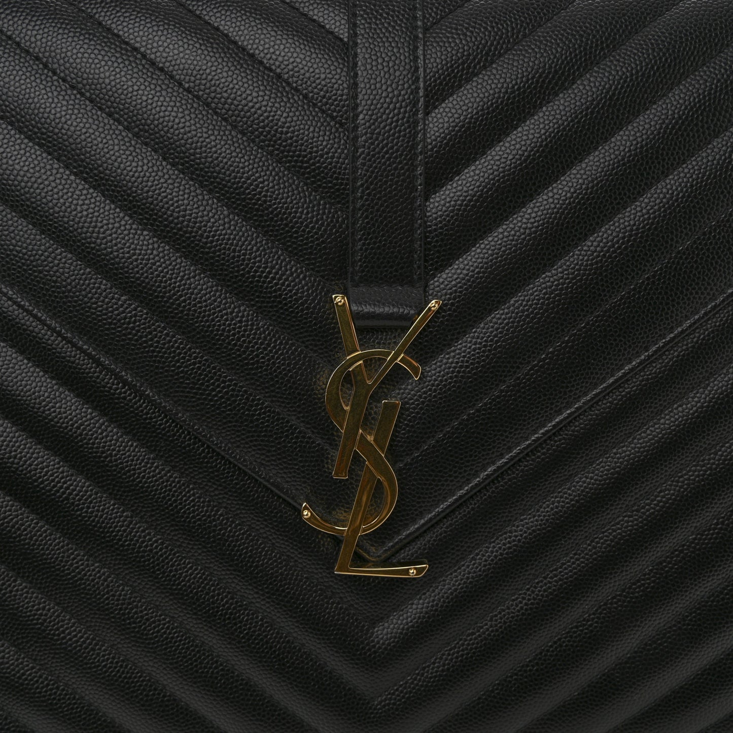 Grain De Poudre Matelasse Chevron Large Monogram Satchel Black