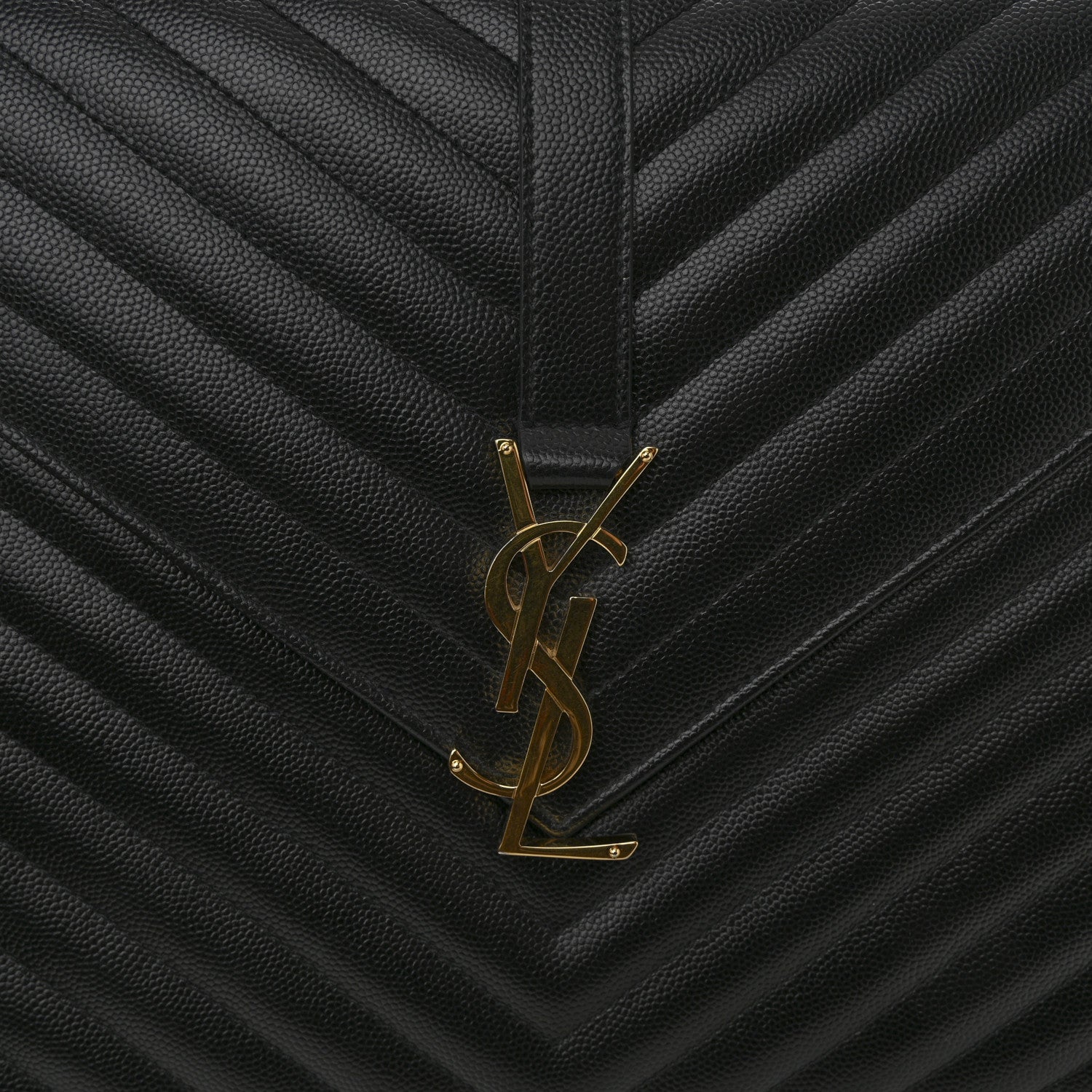 Saint Laurent Grain De Poudre Matelasse Chevron Large Monogram Satchel Black 12 of 13