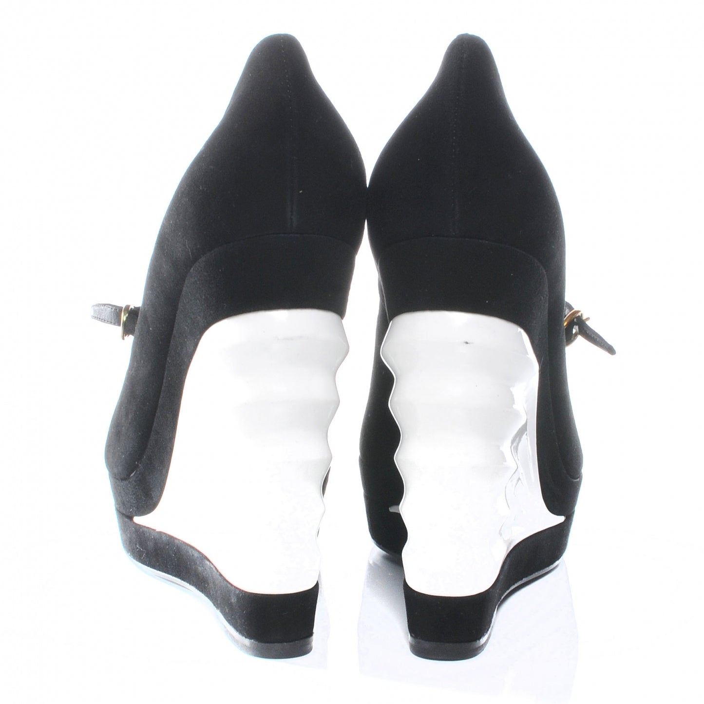 Suede Robyn 105 Wedges 39.5 Black White