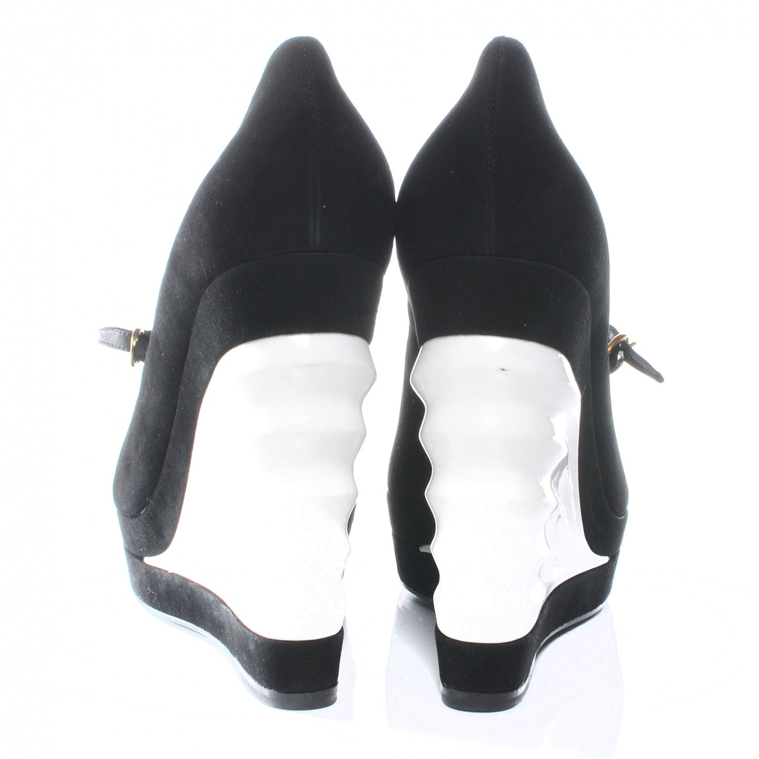 Saint Laurent Suede Robyn 105 Wedges 39.5 Black White 5 of 7