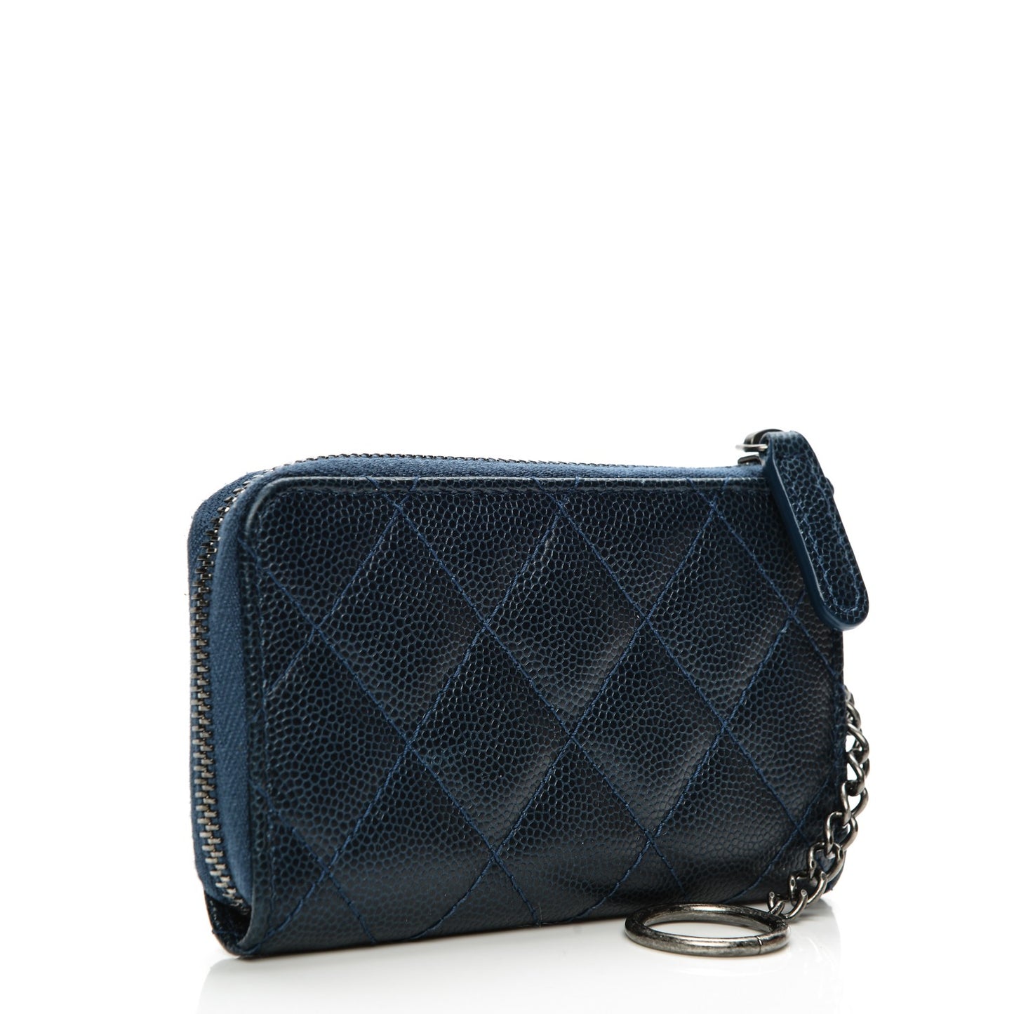 Caviar Quilted Key Holder Case Navy