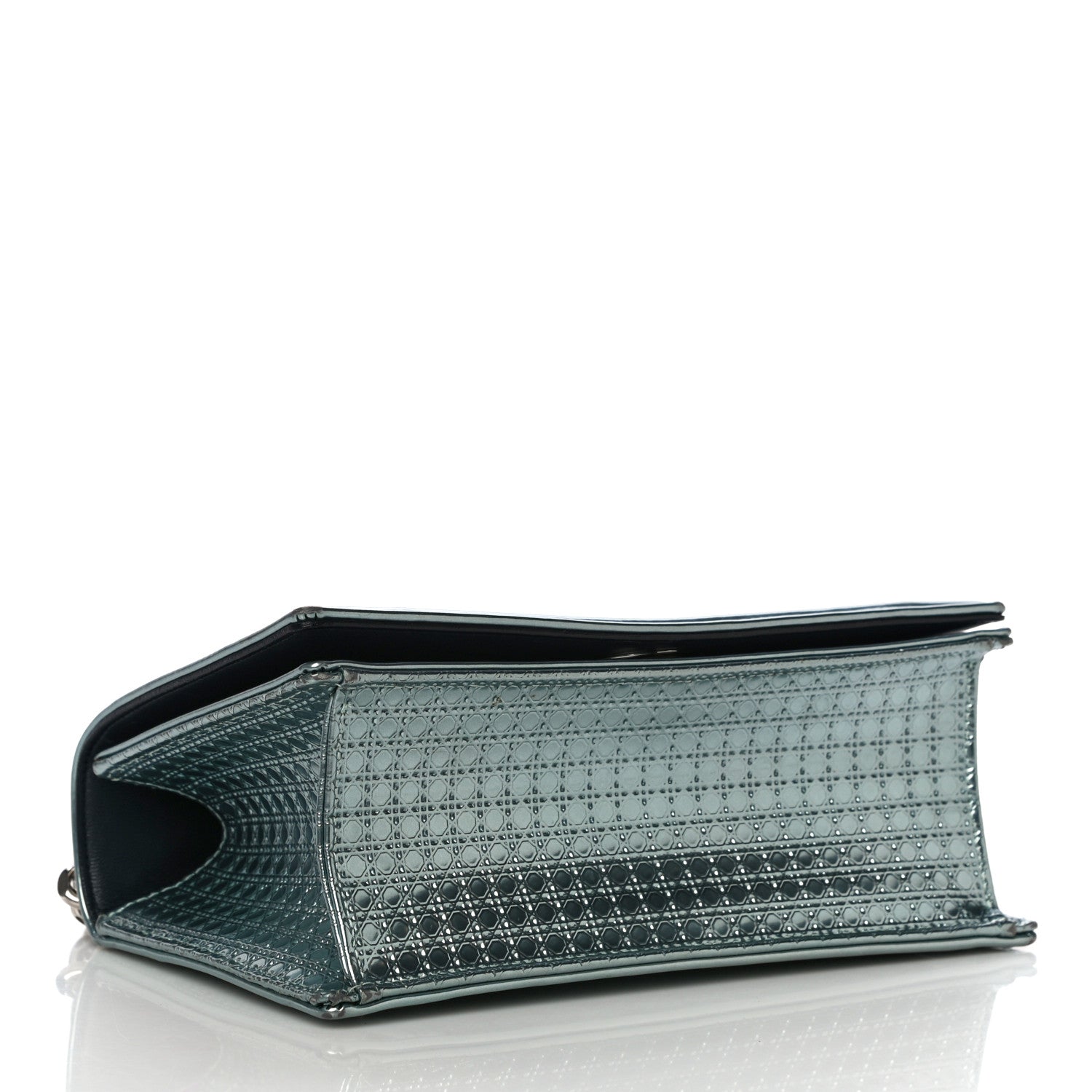 Christian Dior Metallic Patent Micro-Cannage Small Diorama Flap Bag Azur 4 of 17