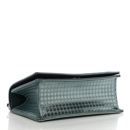 Christian Dior Metallic Patent Micro-Cannage Small Diorama Flap Bag Azur 4 of 17