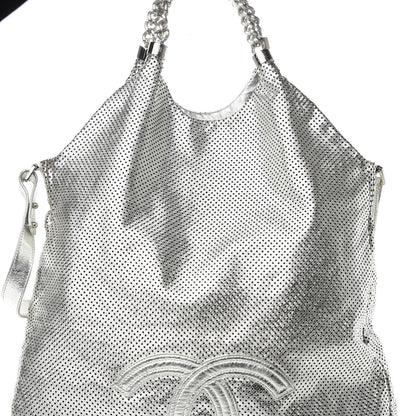 Chanel Metallic Glazed Calfskin Perforated Medium Rodeo Drive Tote Silver 9 of 14