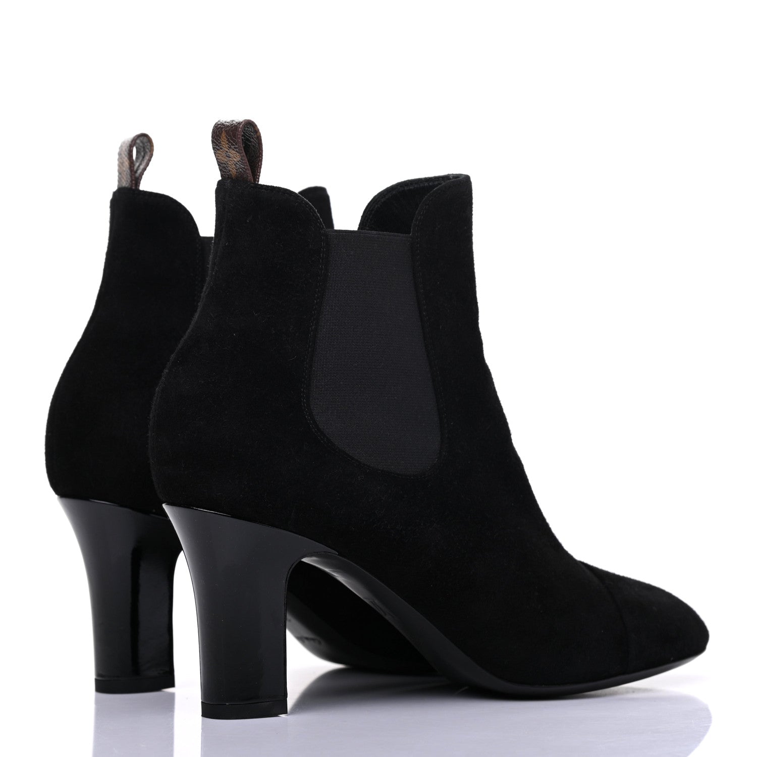 Louis Vuitton Suede Monogram Uniformes Cap Toe Chelsea 75mm Ankle Boots 39 Black 4 of 11