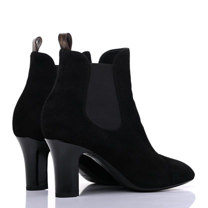 Louis Vuitton Suede Monogram Uniformes Cap Toe Chelsea 75mm Ankle Boots 39 Black 4 of 11