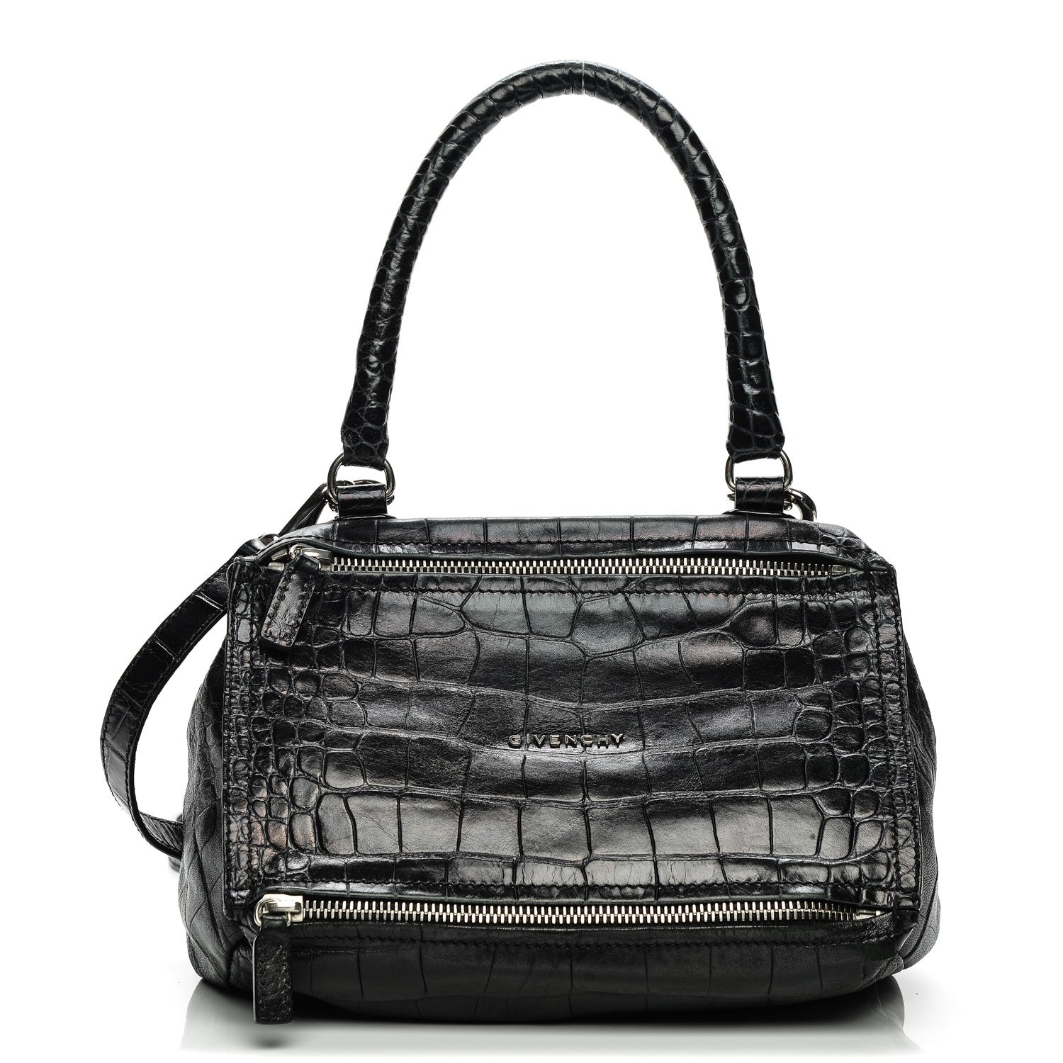 Givenchy Calfskin Crocodile Embossed Small Pandora Black 1 of 13