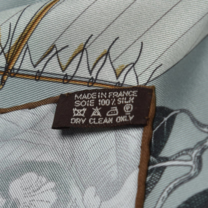 Hermes Silk Tous Les Bateaux Du Monde Scarf 90 Amande Celadon Caramel 4 of 4