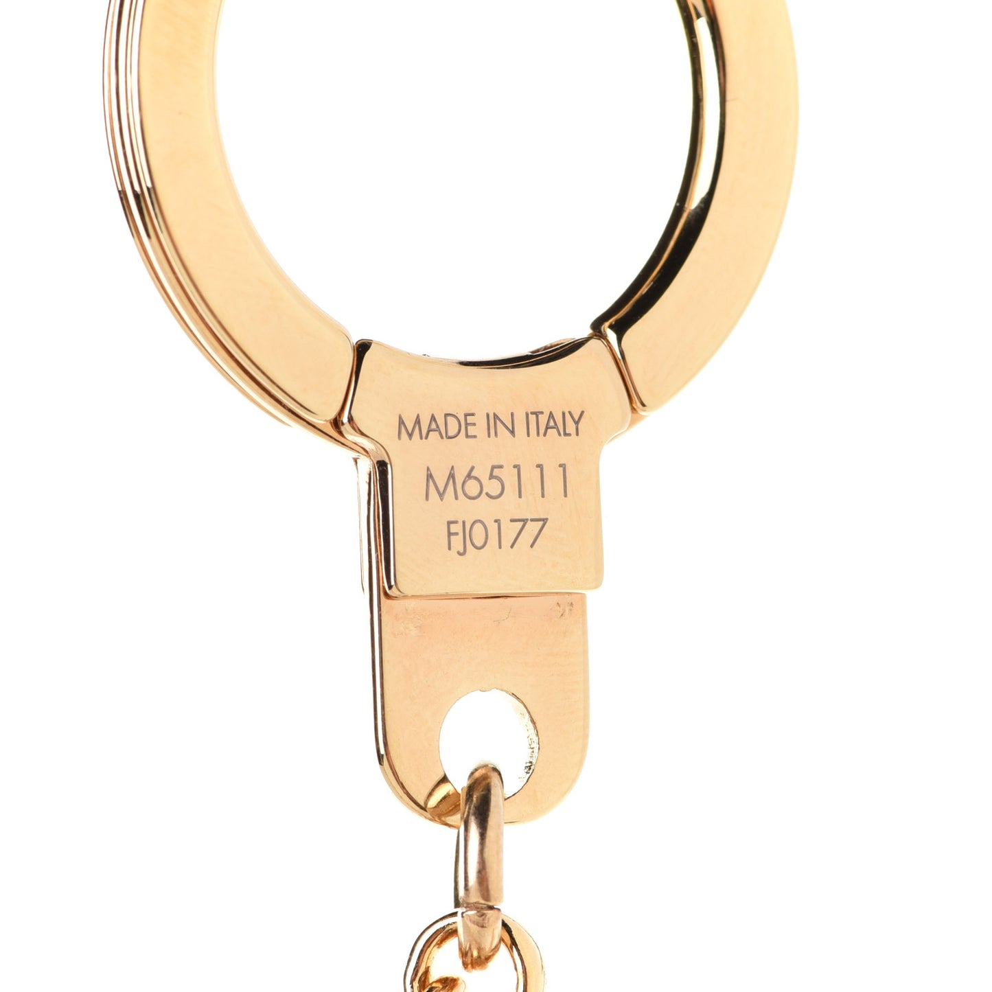 Brass Enamel Fleur De Monogram Bag Charm Chain Gold