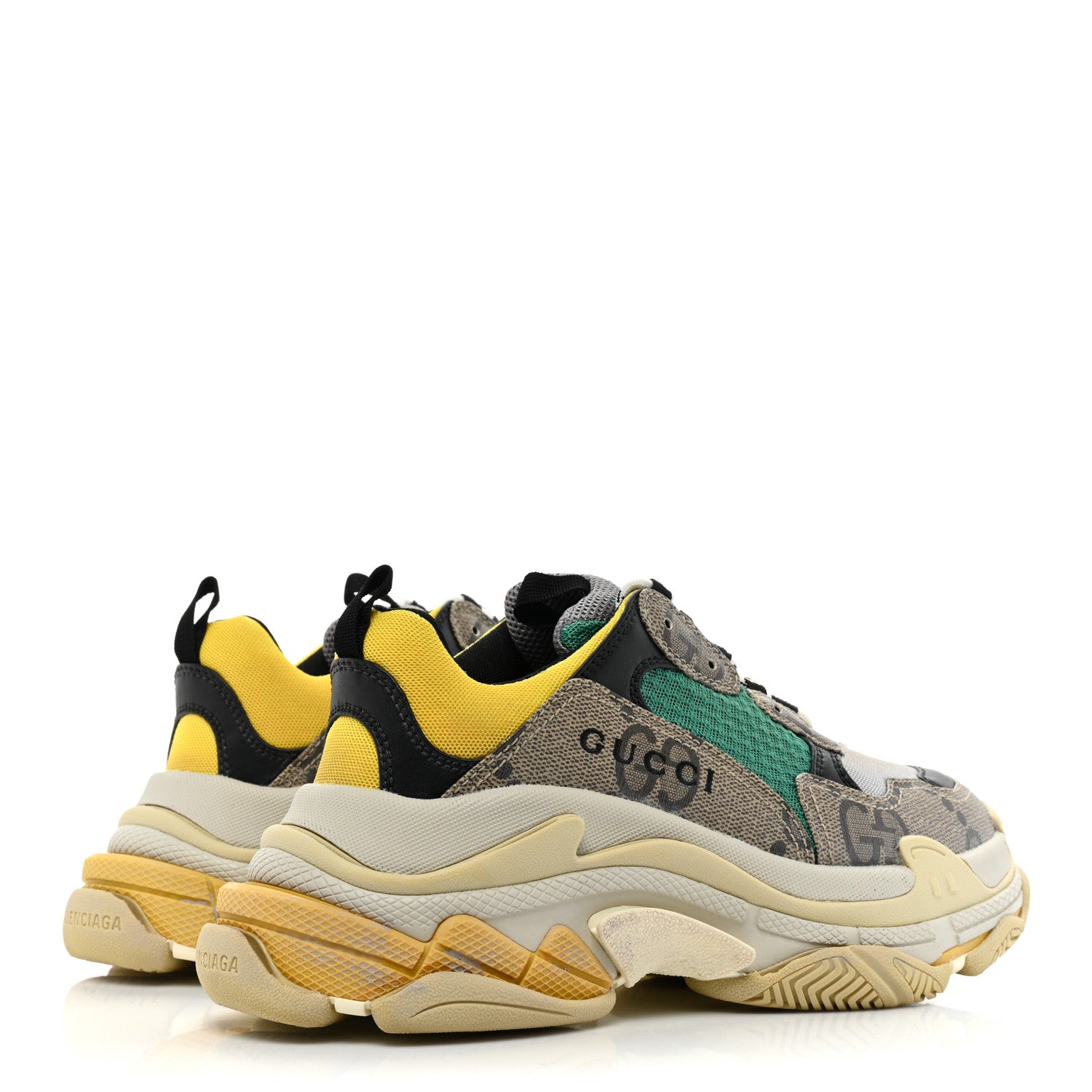 Balenciaga X GUCCI Maxi GG Supreme Monogram Womens Triple S Sneakers 38 Beige Ebony Black Green 5 of 12