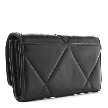 Chanel Shiny Goatskin Quilted Chanel 19 Flap Wallet Black 3 of 13