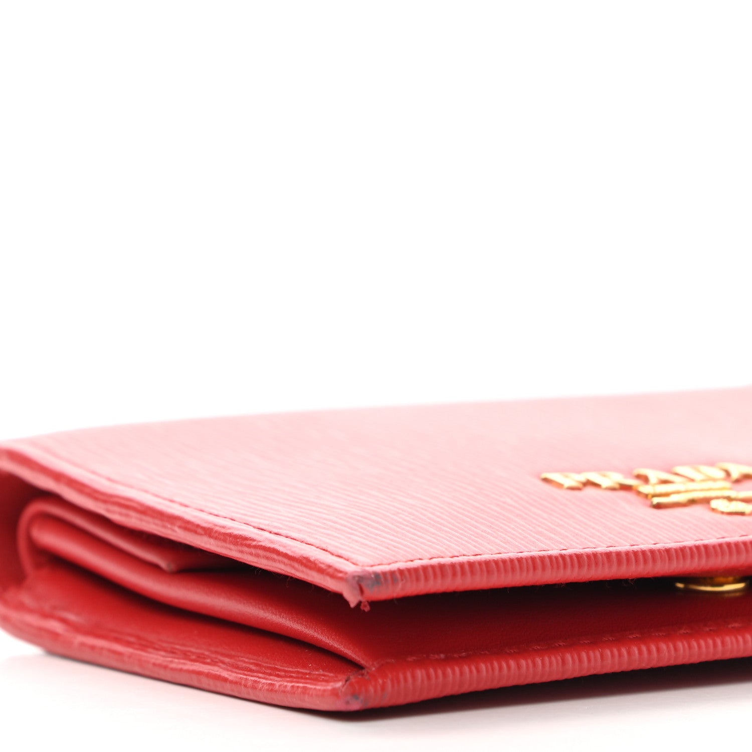 Prada Saffiano Metal Compact Snap Bi-Fold Wallet Fuoco 7 of 8