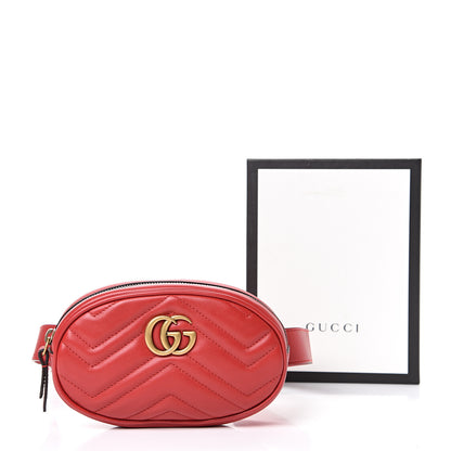Gucci Calfskin Matelasse GG Marmont Belt Bag 95 38 Hibiscus Red 11 of 11
