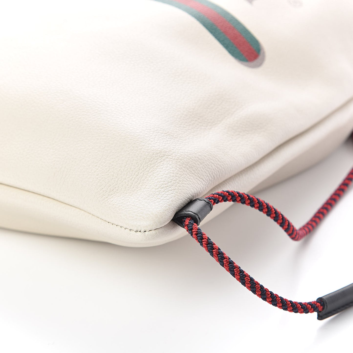 Calfskin Logo Drawstring Backpack Mystic White