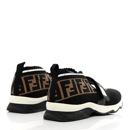 Fendi Stretch Yarn FF Stiff Band Rockoko Sneakers 38 Black White Tobacco 4 of 13