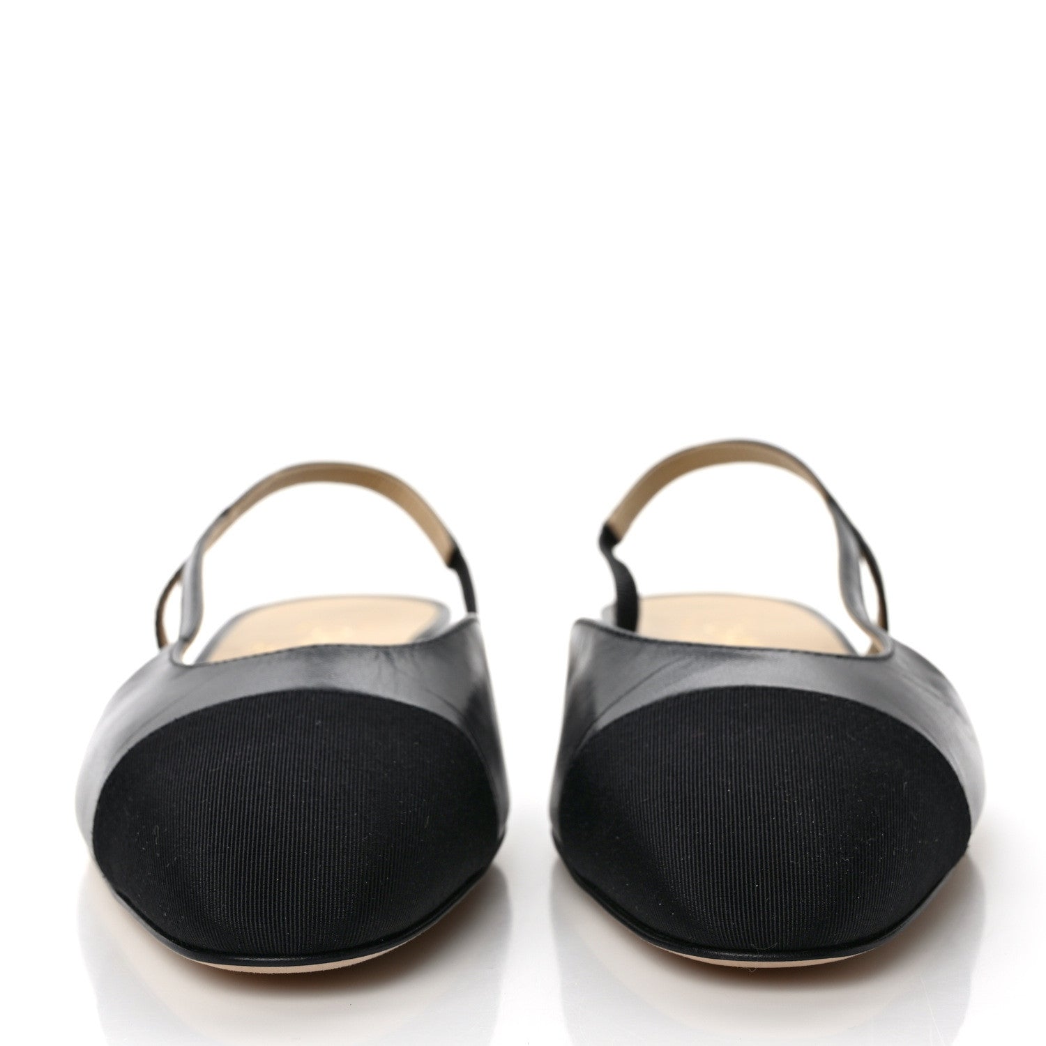 Chanel Goatskin Grosgrain CC Slingback Flats 38 Black 2 of 9
