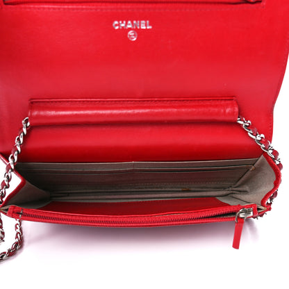 Chanel Caviar Sevruga Wallet on Chain WOC Red 5 of 12