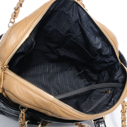 Chanel Glazed Calfskin and Lambskin Portobello Tote Black Beige 5 of 7