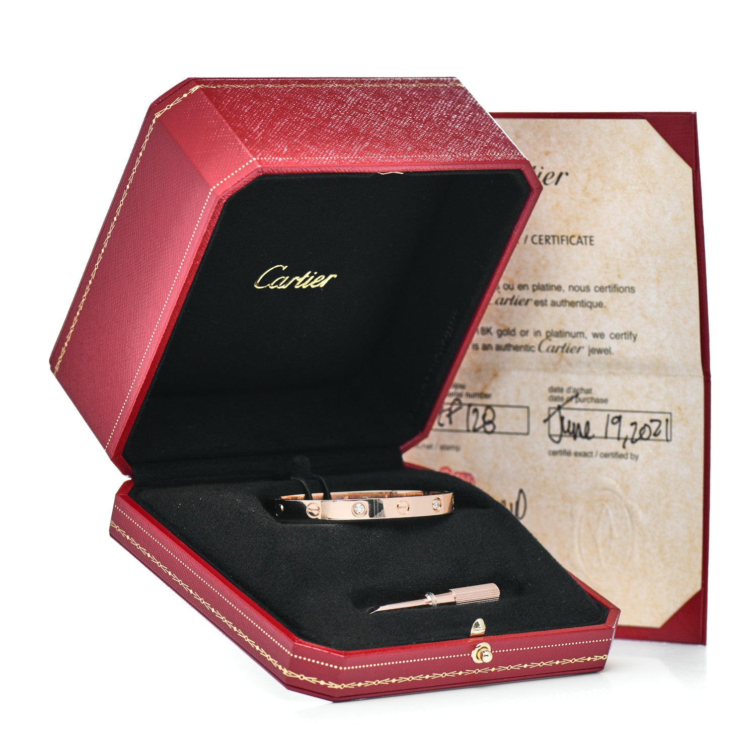 Cartier 18K Pink Gold 4 Diamond LOVE Bracelet 16 5 of 5