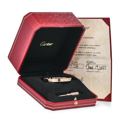 Cartier 18K Pink Gold 4 Diamond LOVE Bracelet 16 5 of 5