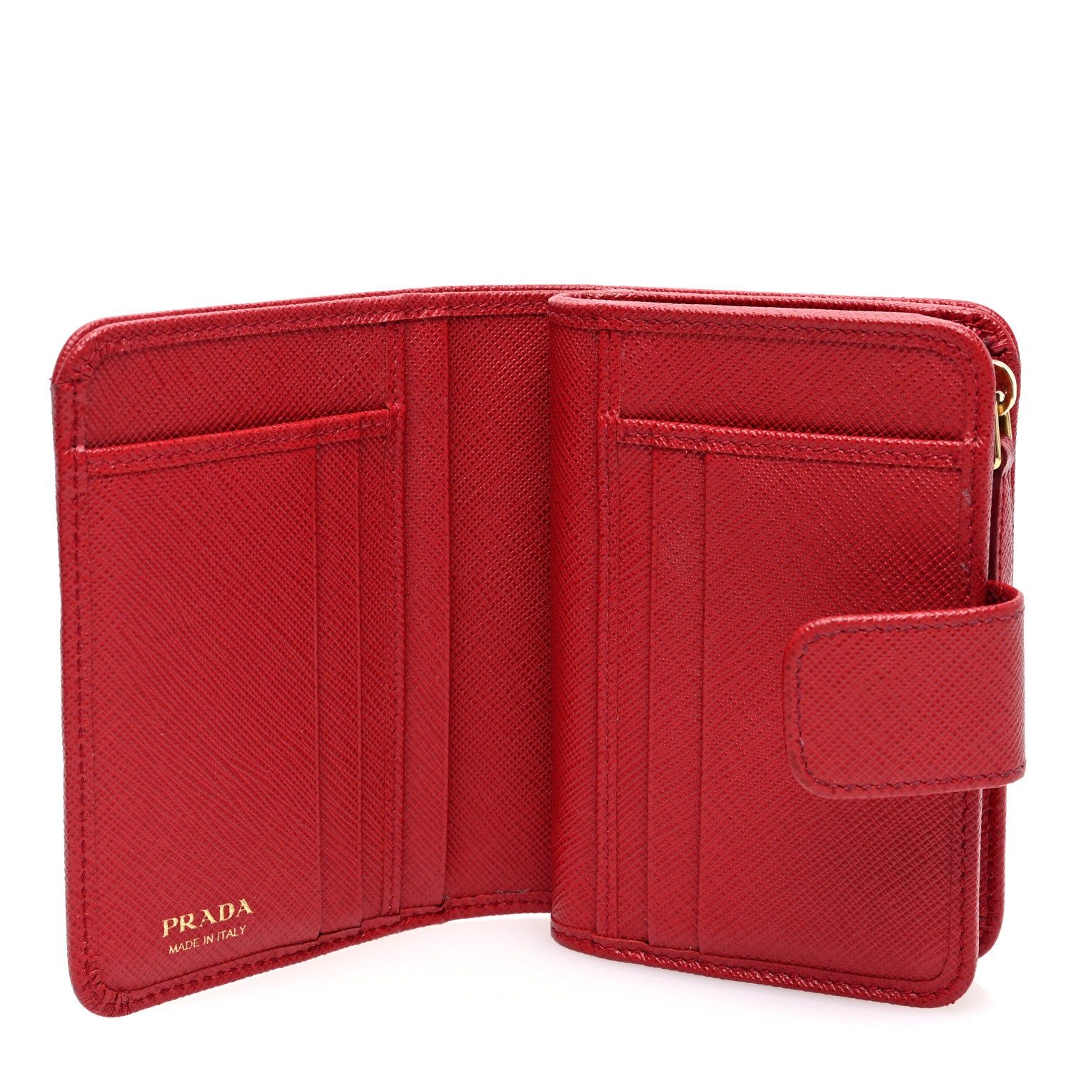 Prada Saffiano Metal Compact Wallet Fuoco 5 of 7
