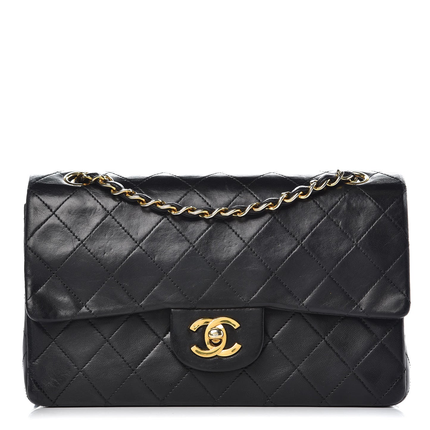 Lambskin Quilted Small Double Flap Black
