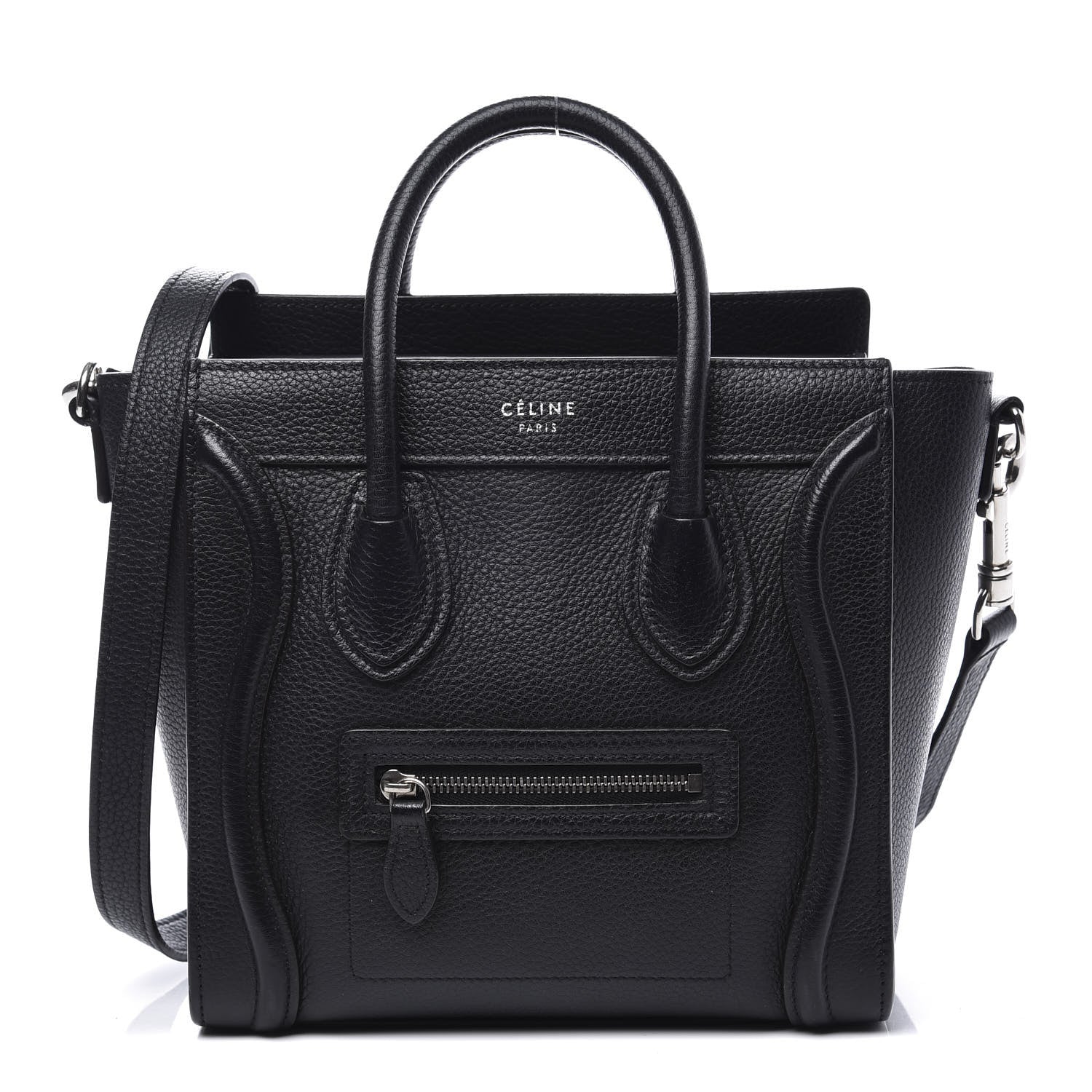 Celine Drummed Calfskin Nano Luggage Black 1 of 10