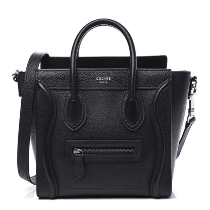 Celine Drummed Calfskin Nano Luggage Black 1 of 10