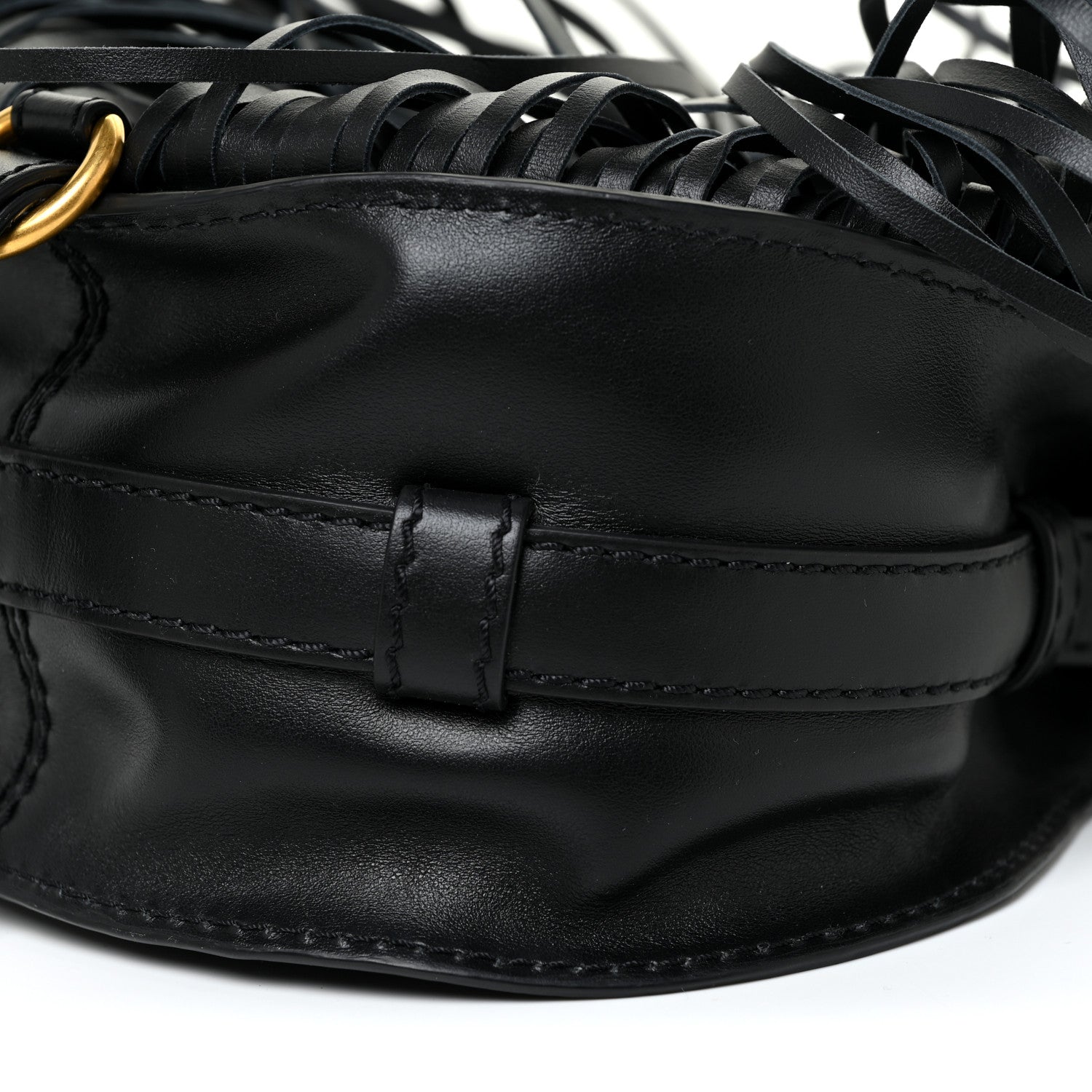 Chloe Calfskin Mini Marcie Round Fringe Crossbody Bag Black 9 of 9