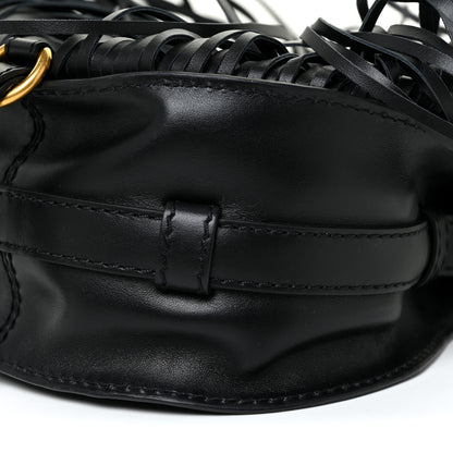 Chloe Calfskin Mini Marcie Round Fringe Crossbody Bag Black 9 of 9