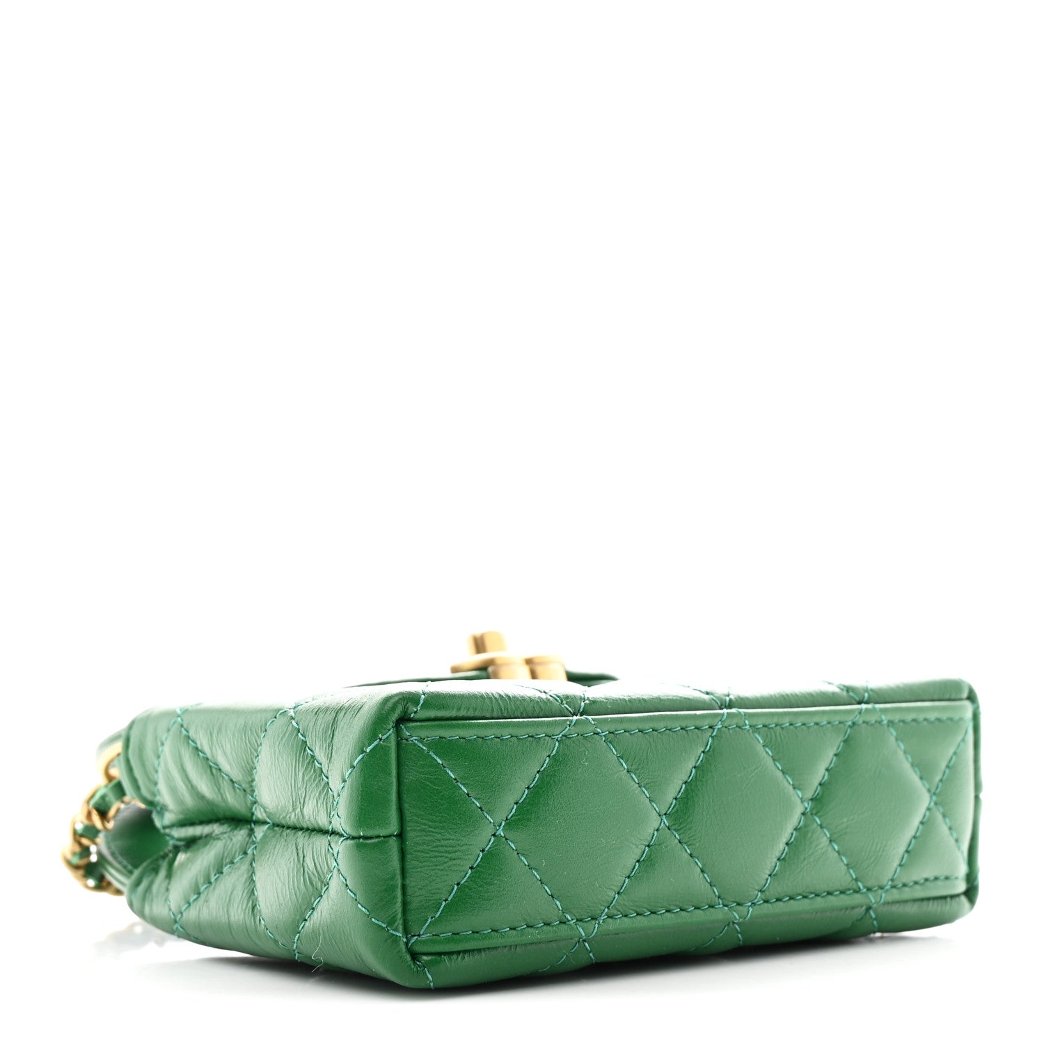 Chanel Shiny Aged Calfskin Quilted Mini Nano Kelly Shopper Green 4 of 10