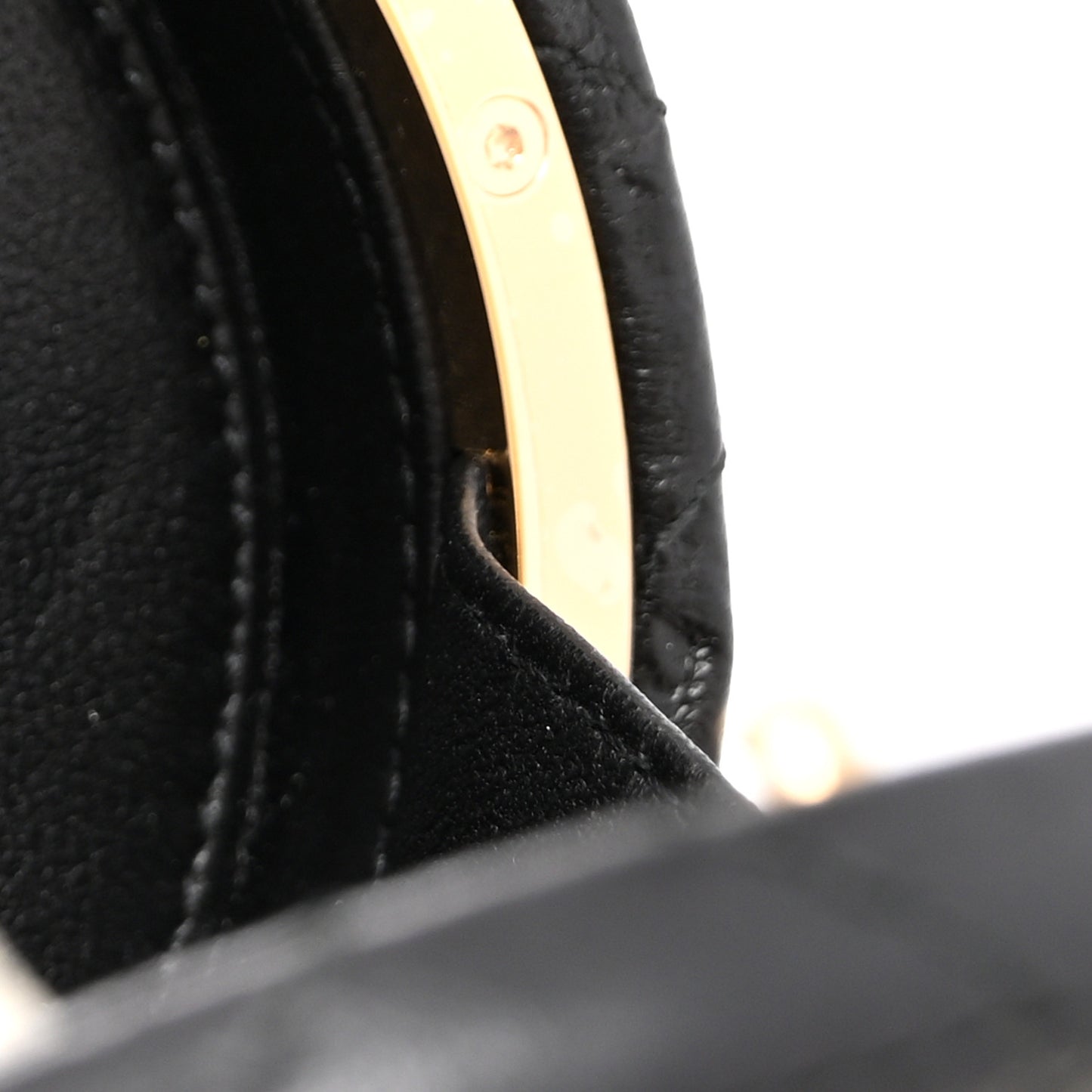 Lambskin Pearl Crystal Lion Round Minaudiere Clutch Black Gold