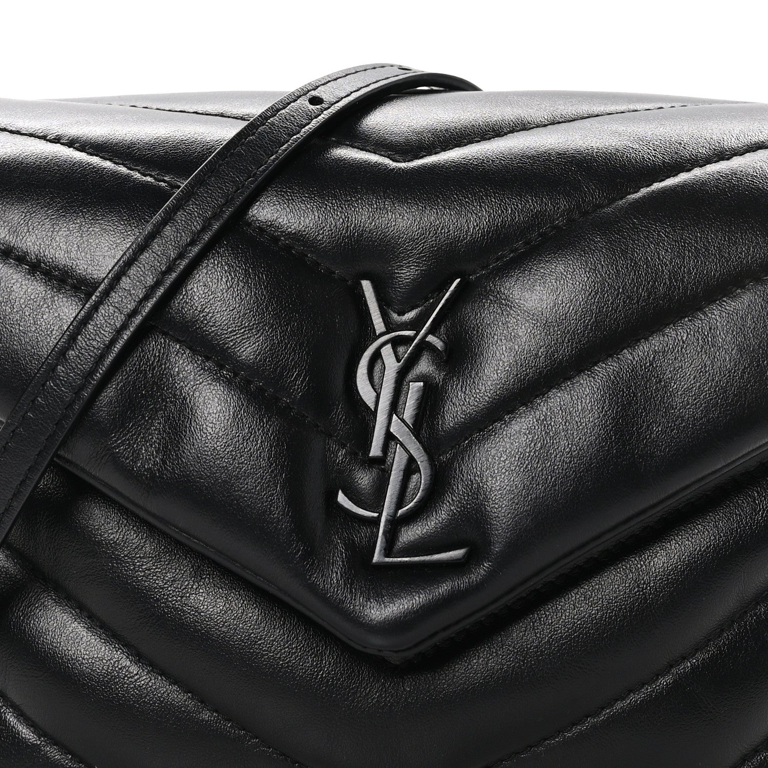 Saint Laurent Calfskin Y Quilted Monogram Monochrome Toy Loulou Crossbody Bag Black 8 of 10